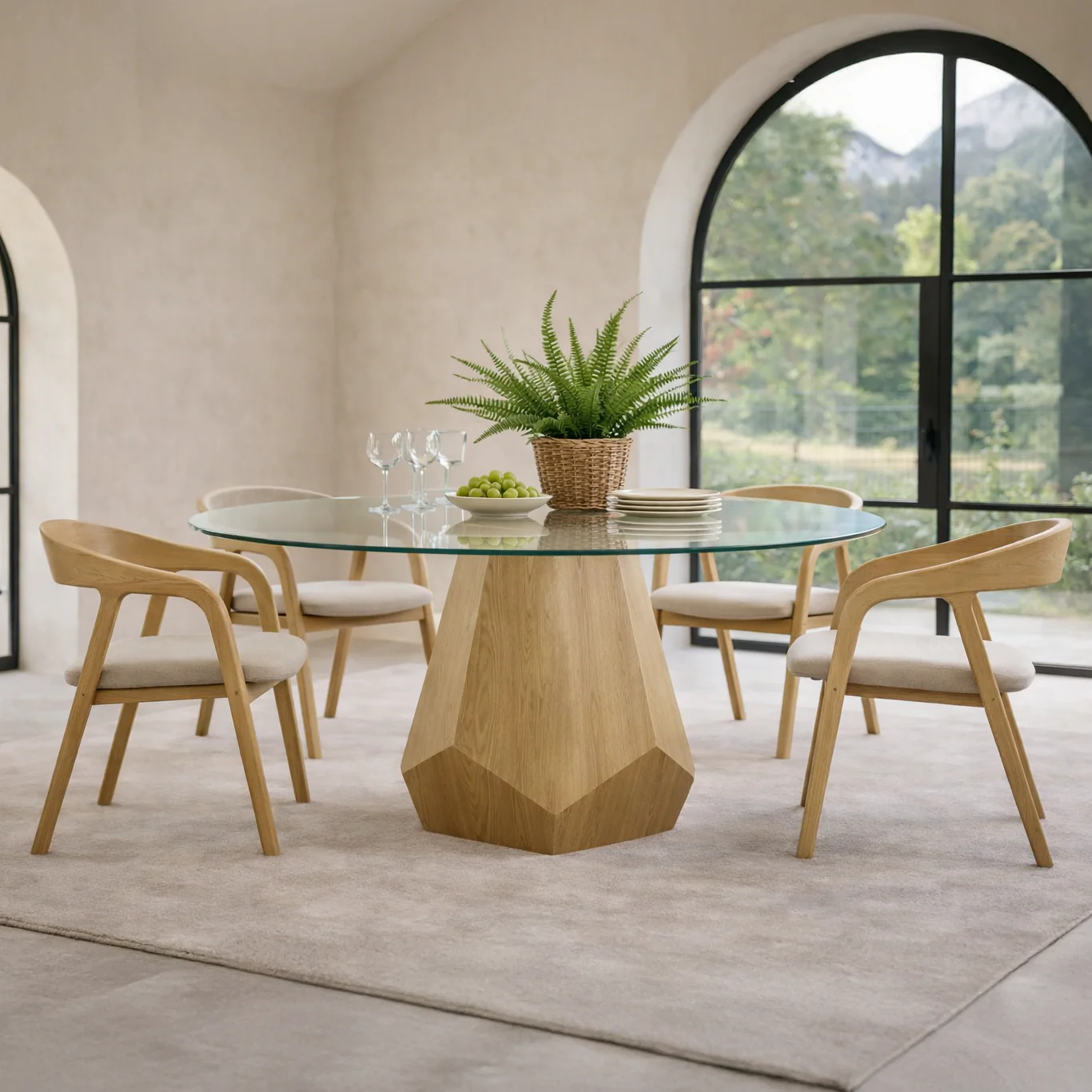 Aura Noir Hex Dining Table | Natural