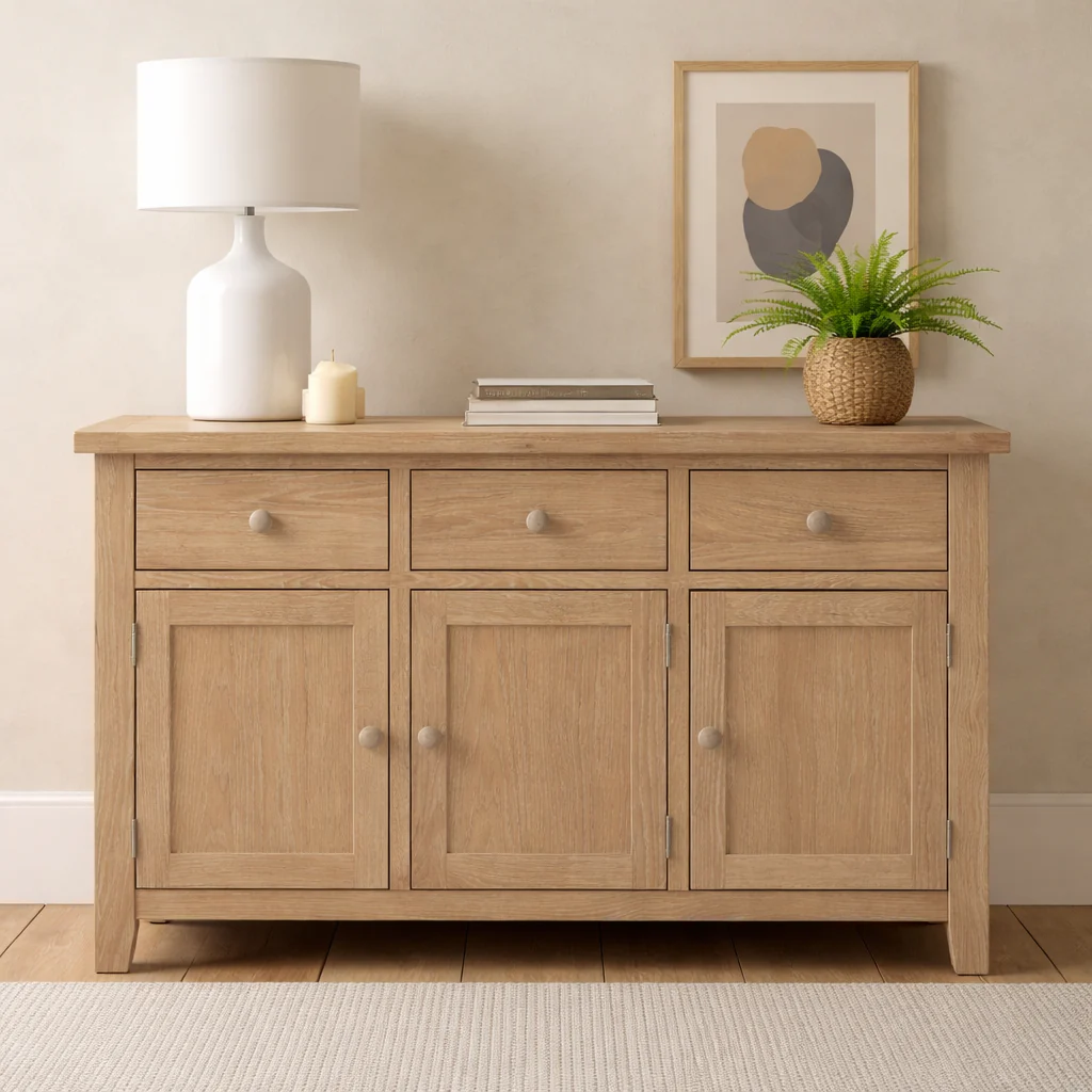 Bath Whitewash Oak Large Sideboard