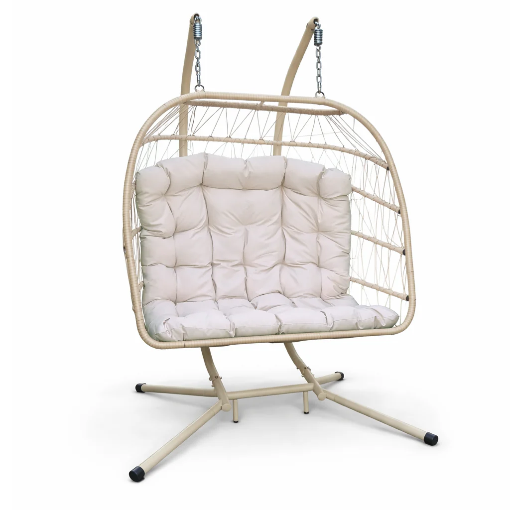Brisbane Hanging Double Egg Chair | Cream - Image 3