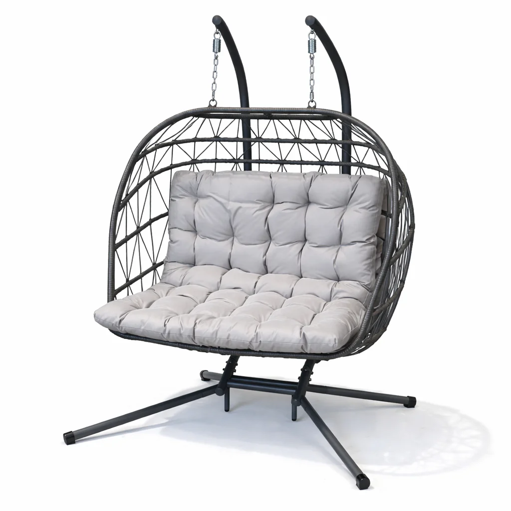 Brisbane Hanging Double Egg Chair | Grey - Image 3