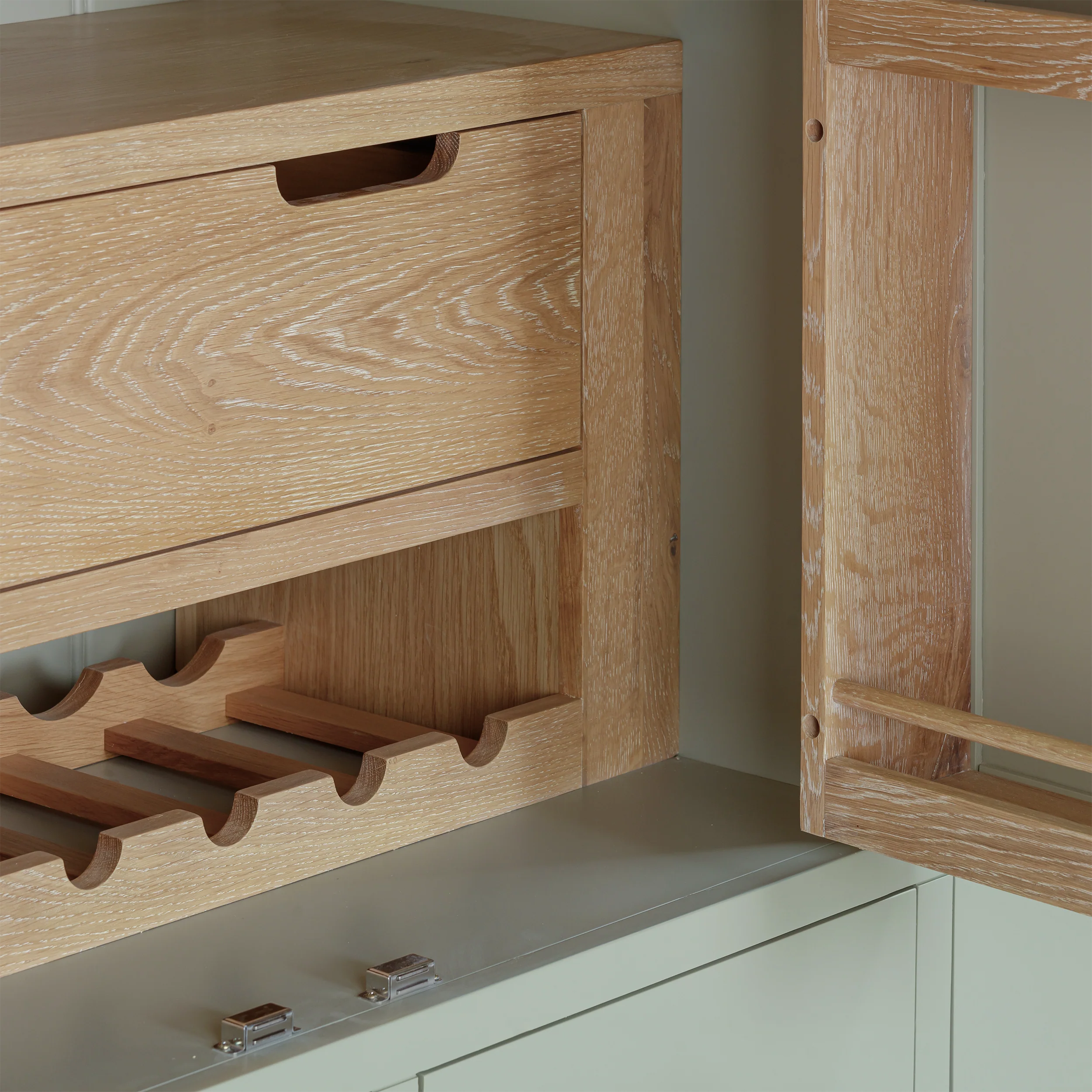 Burford Sage Green Painted Oak Triple Larder Unit - Image 12
