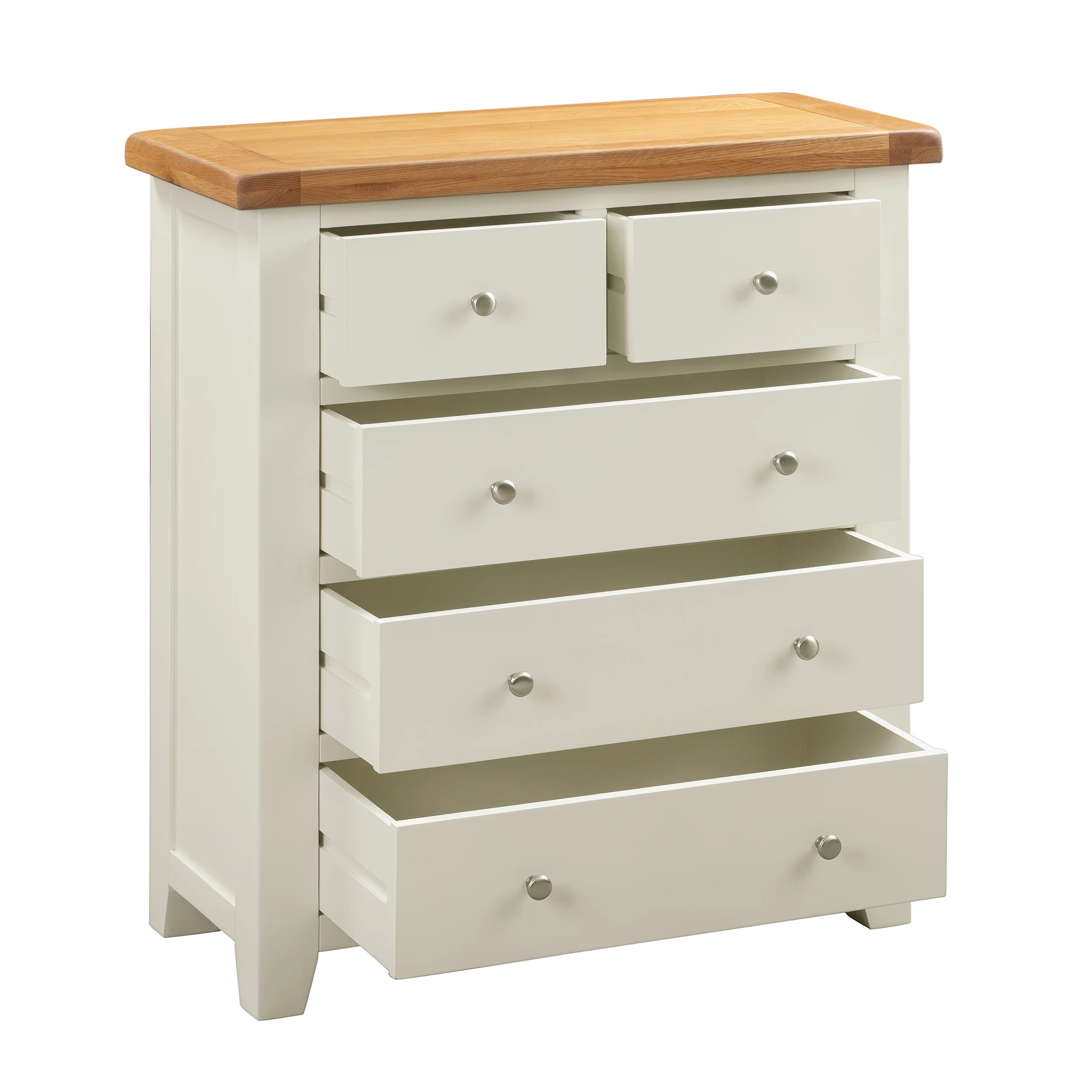 Cambridge Classic Cream Painted Oak 2 Over 3 Chest Of Drawers - Image 4