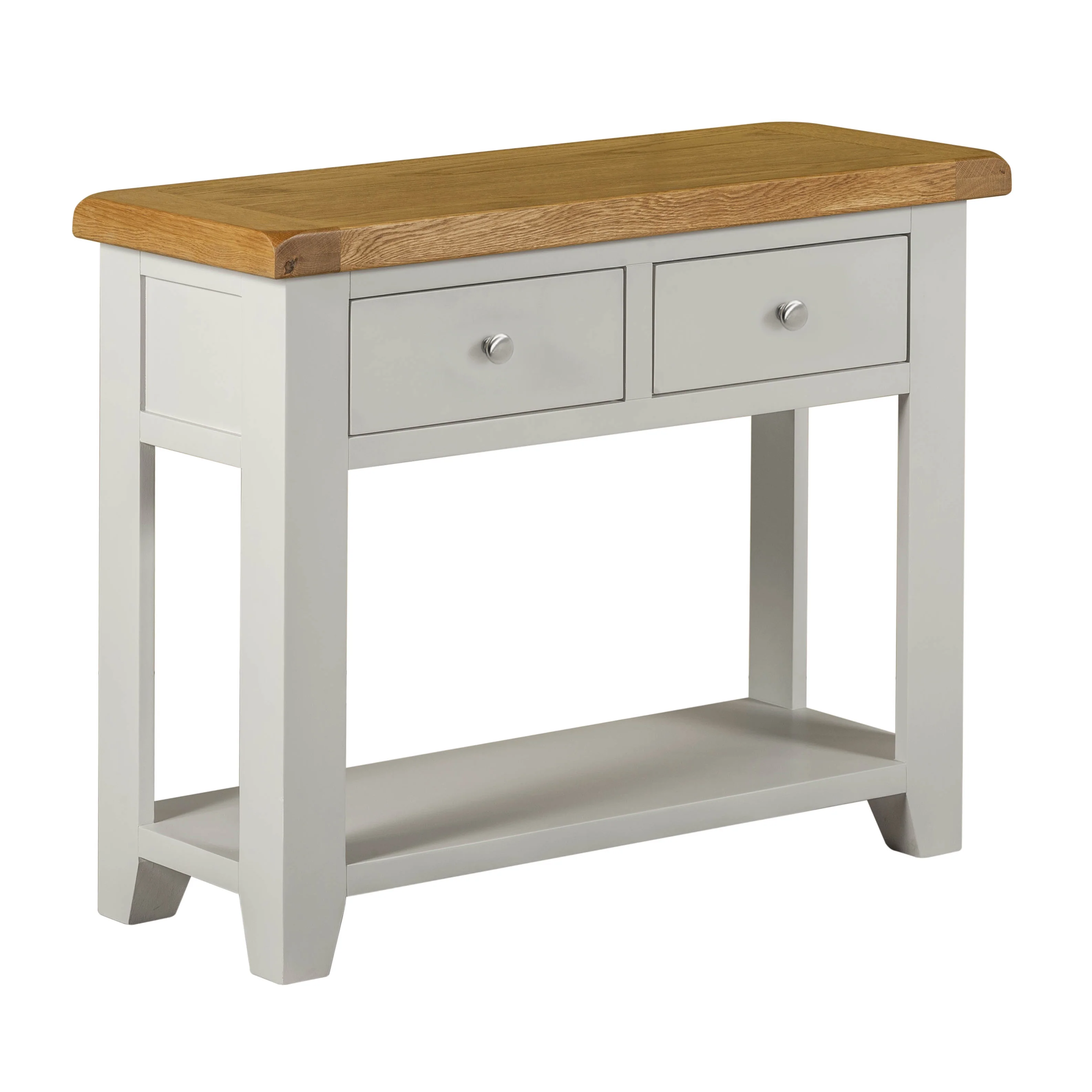 Cambridge Grey Painted Oak 2 Drawer Console Table - Image 3