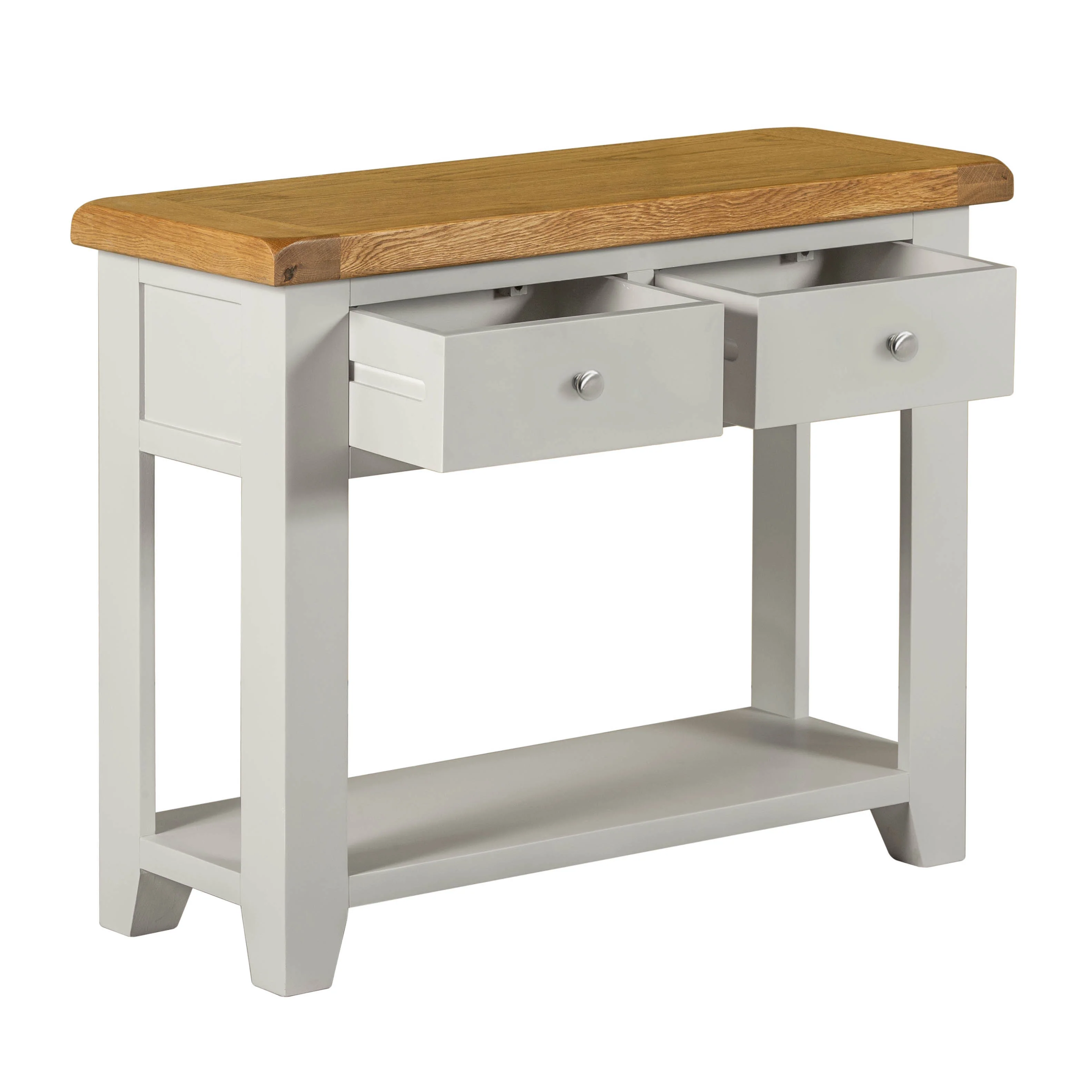 Cambridge Grey Painted Oak 2 Drawer Console Table - Image 4
