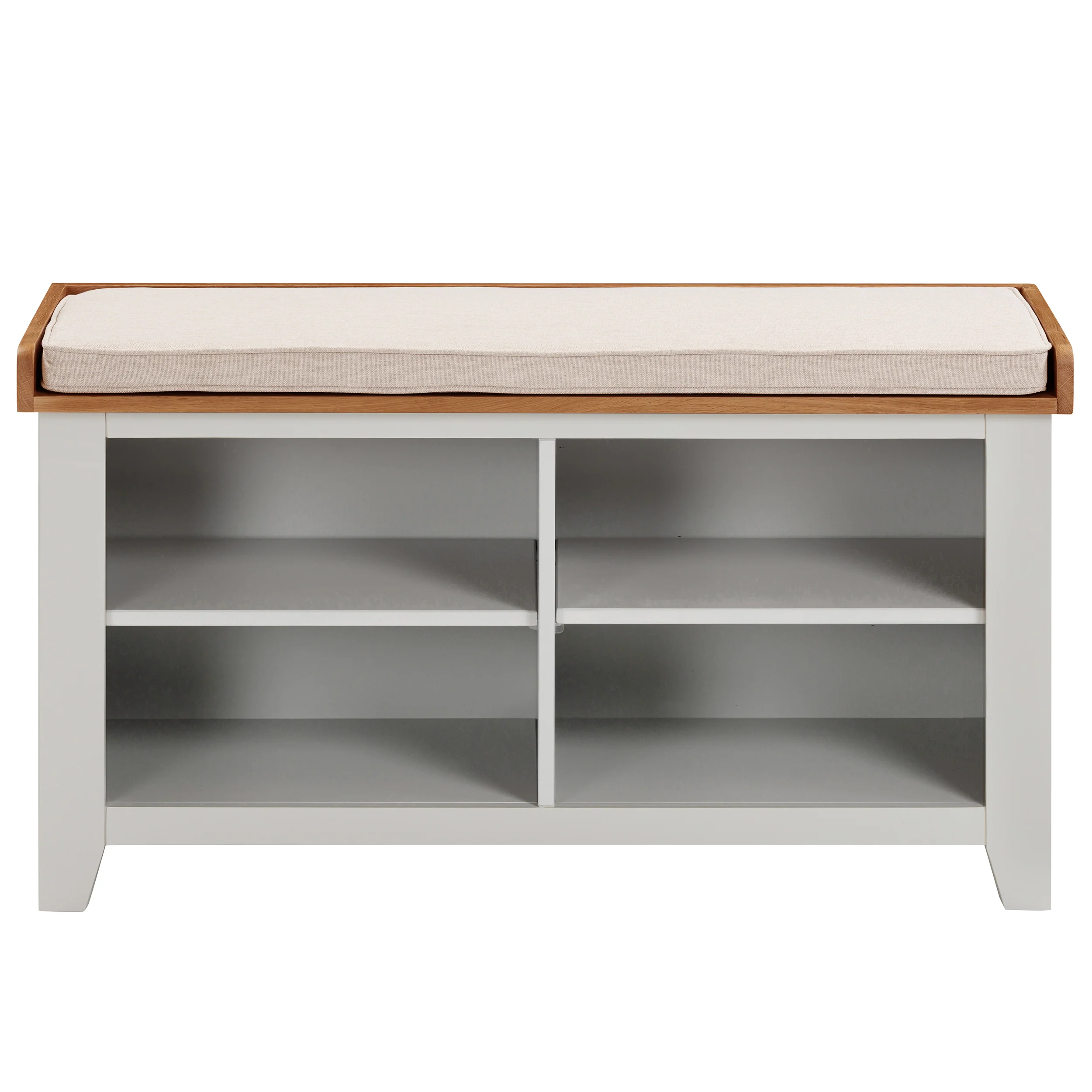 Cambridge Grey Painted Oak Open Shoe Storage Bench - Image 2
