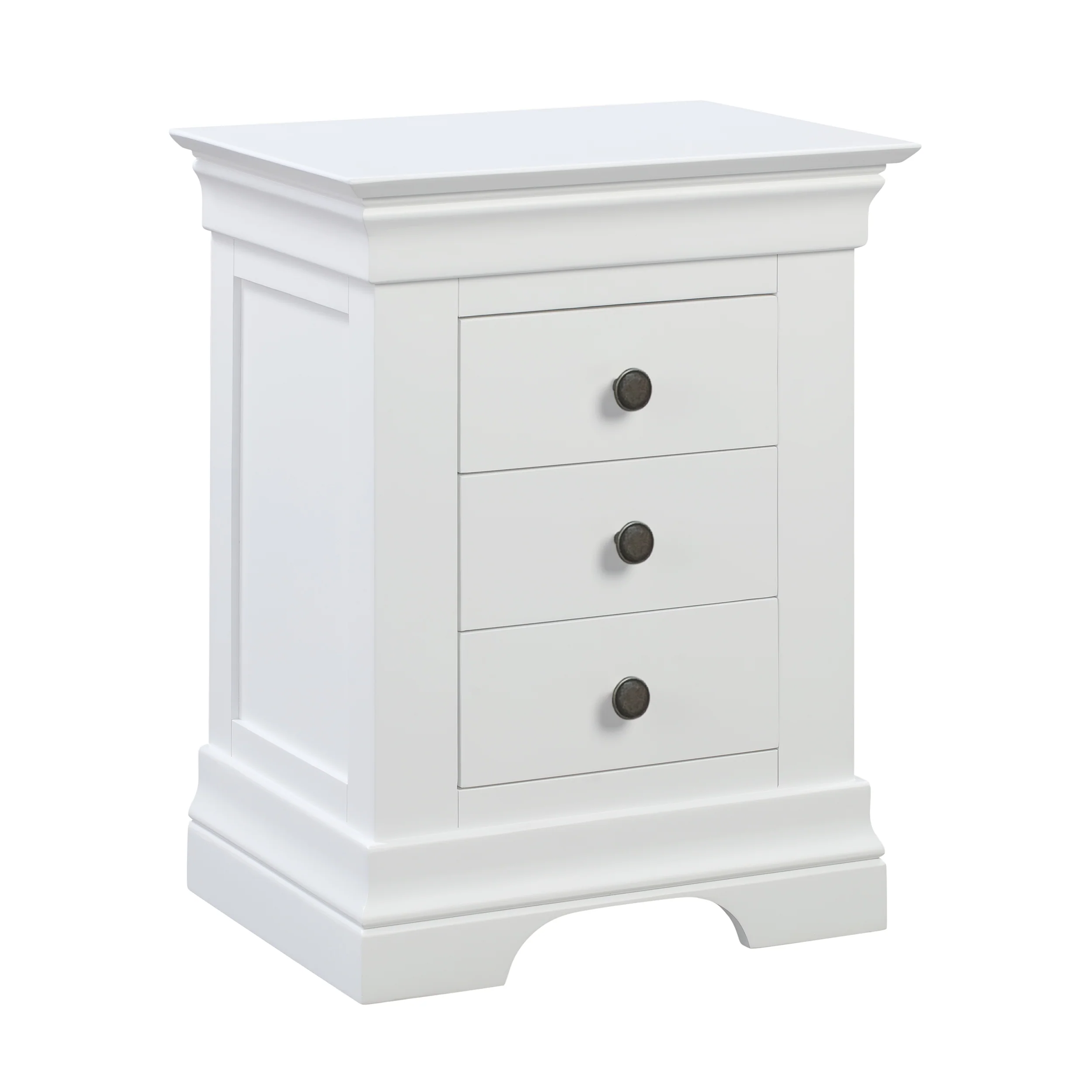 Chantilly Warm White 3 Drawer Bedside Table - Image 3