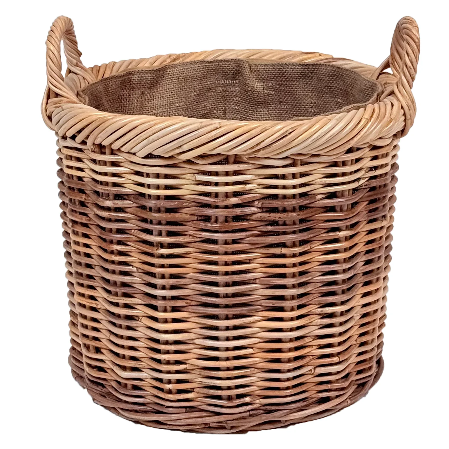 Chunky Weave Rattan Round Log Basket | Medium - Image 2