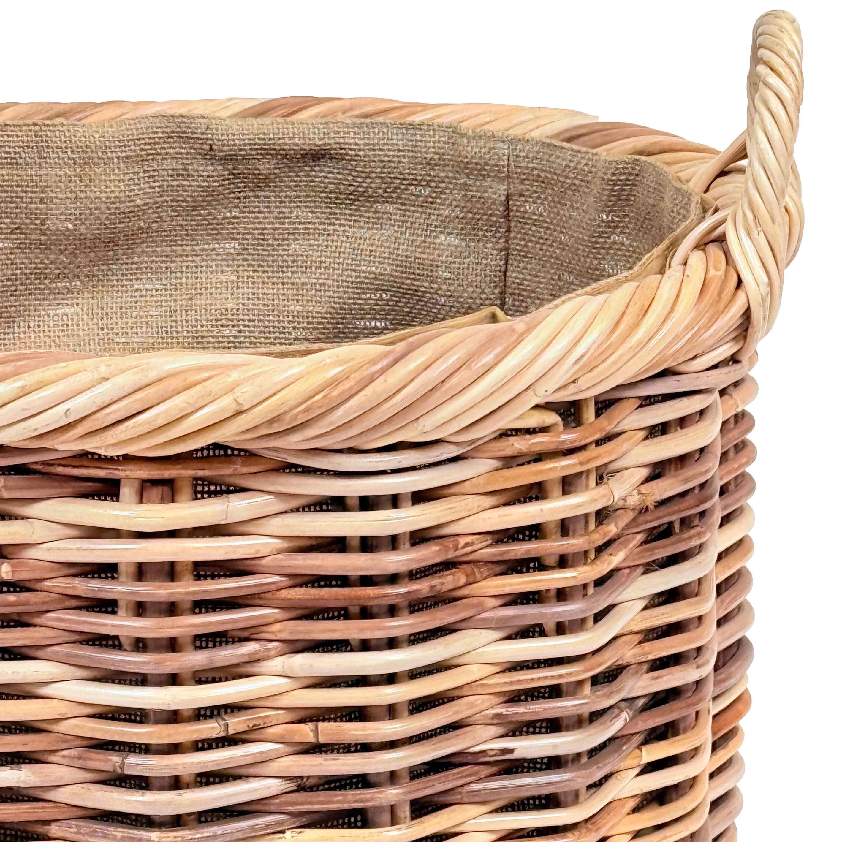 Chunky Weave Rattan Round Log Basket | Small - Image 4