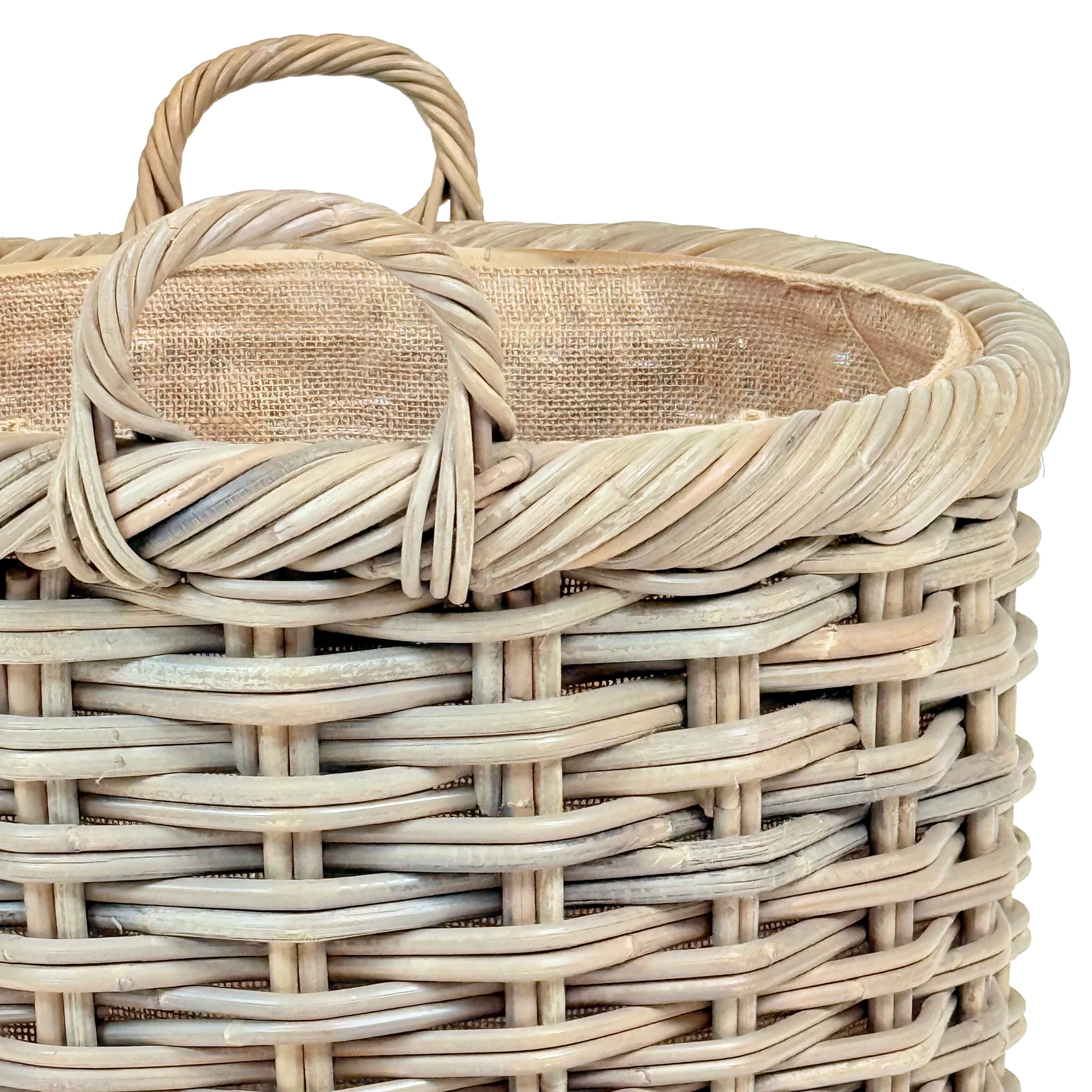 Double Weave Rattan Round Log Basket | Medium - Image 4