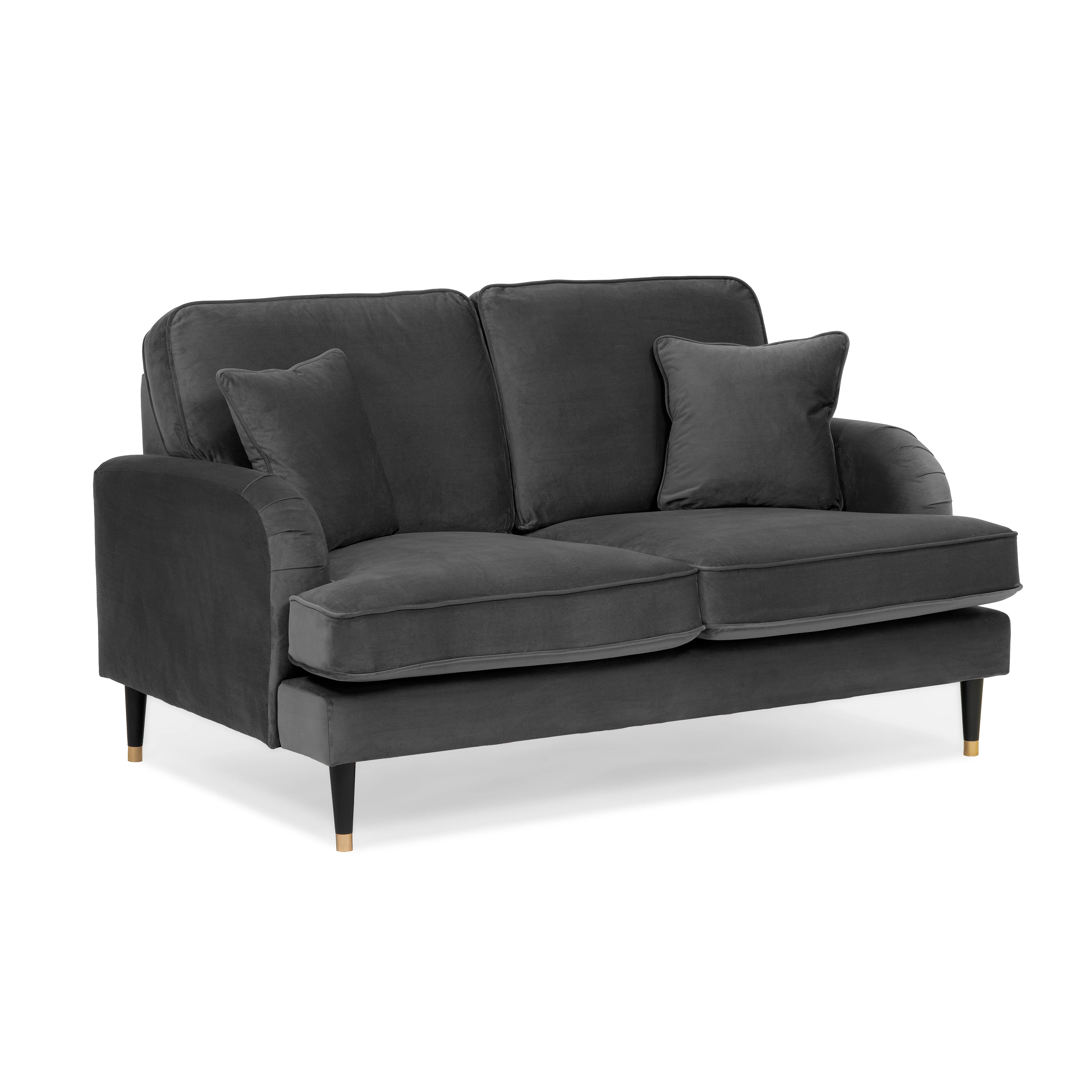 Grange Velvet Charcoal Grey 2 Seater Sofa - Image 2