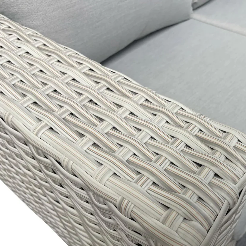 Grey Rattan 6 Piece Rectangular Garden Corner Adjustable Firepit Dining Set - Image 6