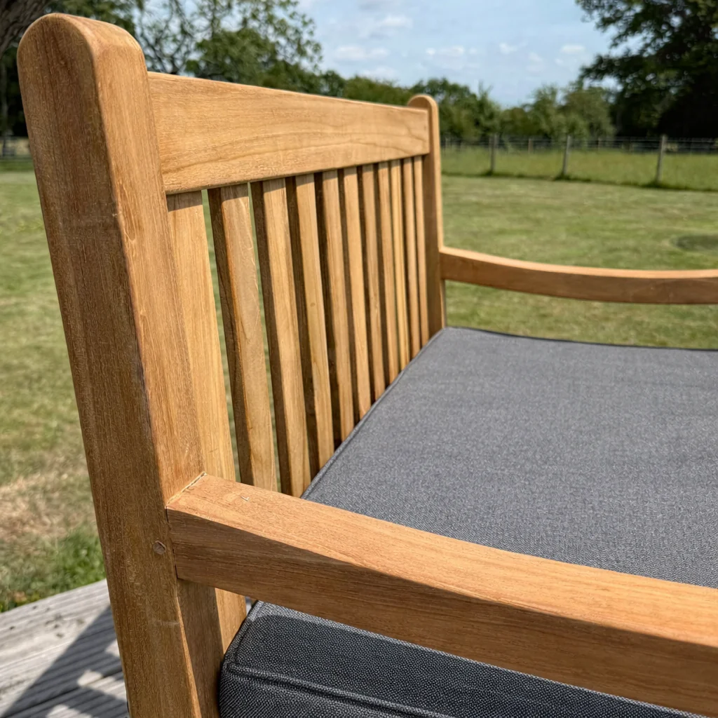 Hampton Small Teak Classic Garden Bench With Cushion - Image 5
