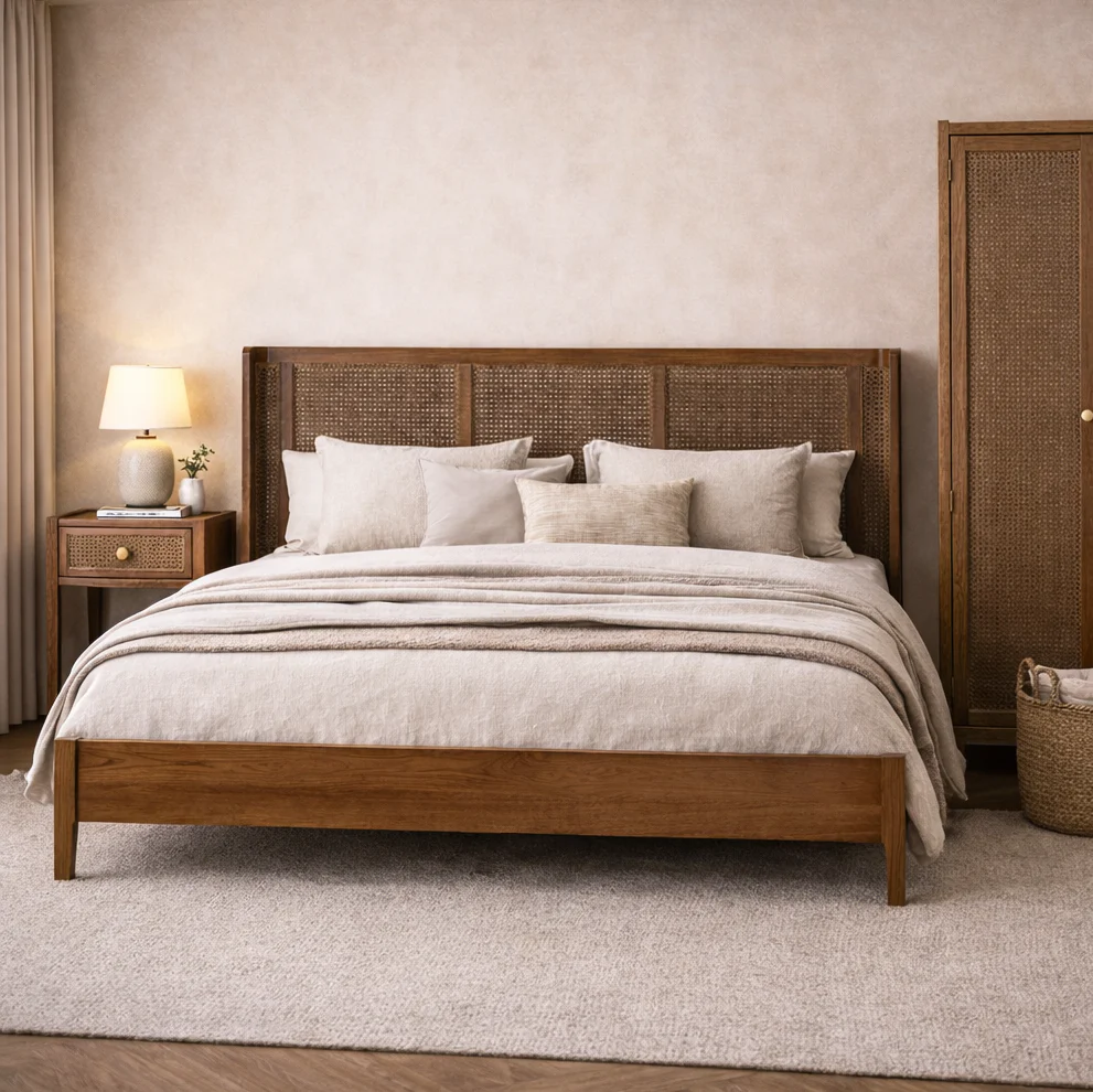 Lombok Walnut Rattan 5ft Kingsize Bed - Image 2