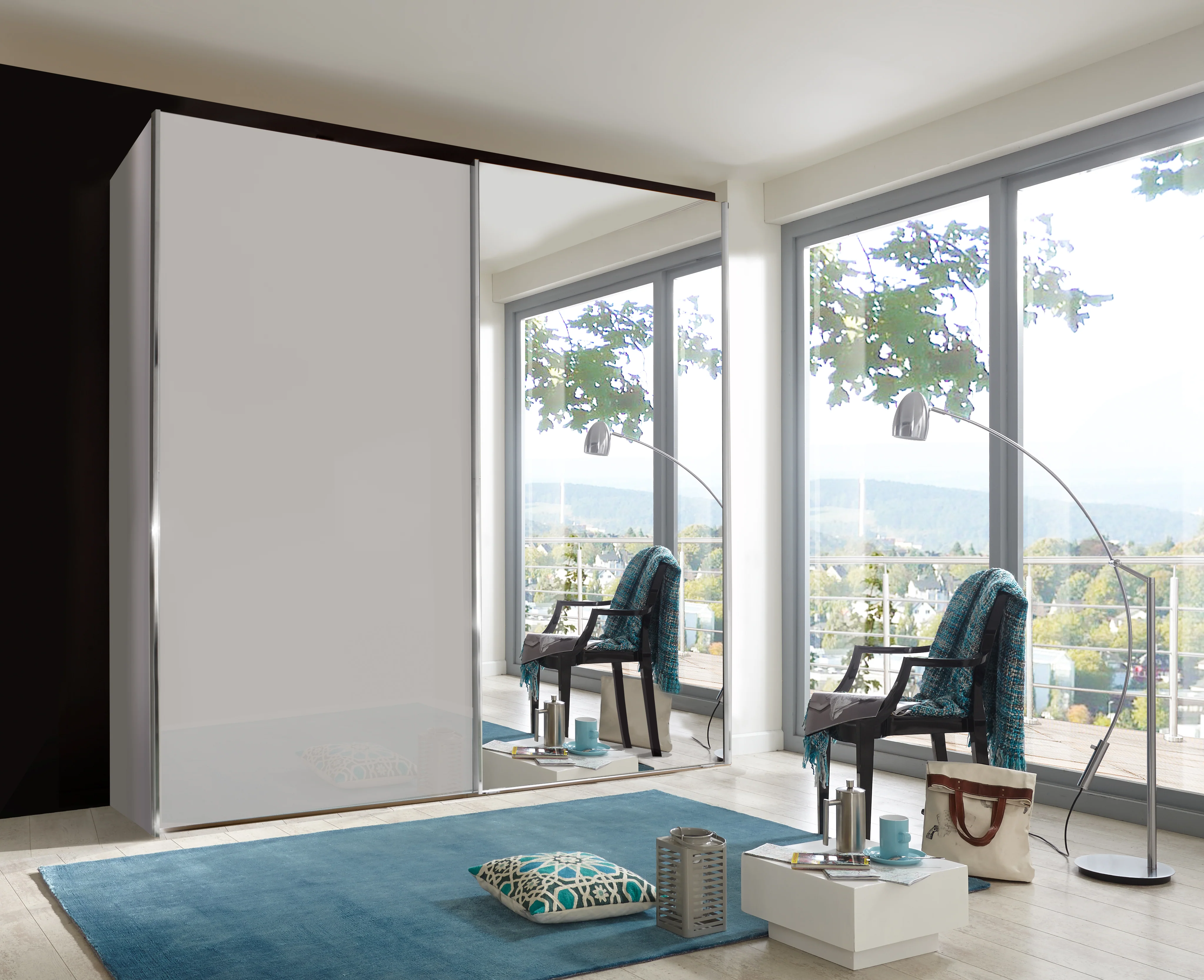 Miami Plus Wiemann 2 Door Sliding Wardrobe With Glass Door & Mirrored Door 150cm - Image 2