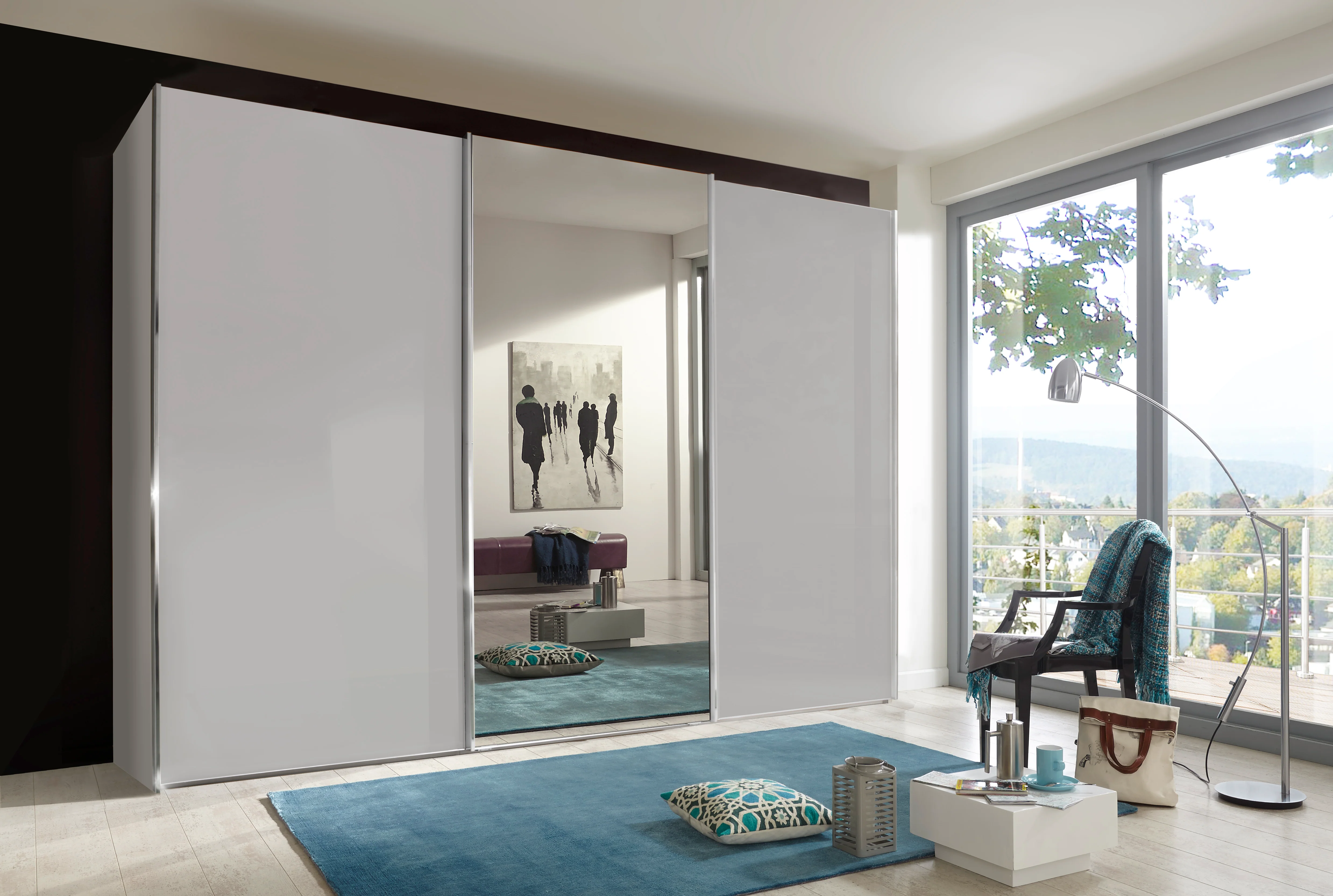 Miami Plus Wiemann 2 Door Sliding Wardrobe With Glass Door & Mirrored Door 150cm - Image 4