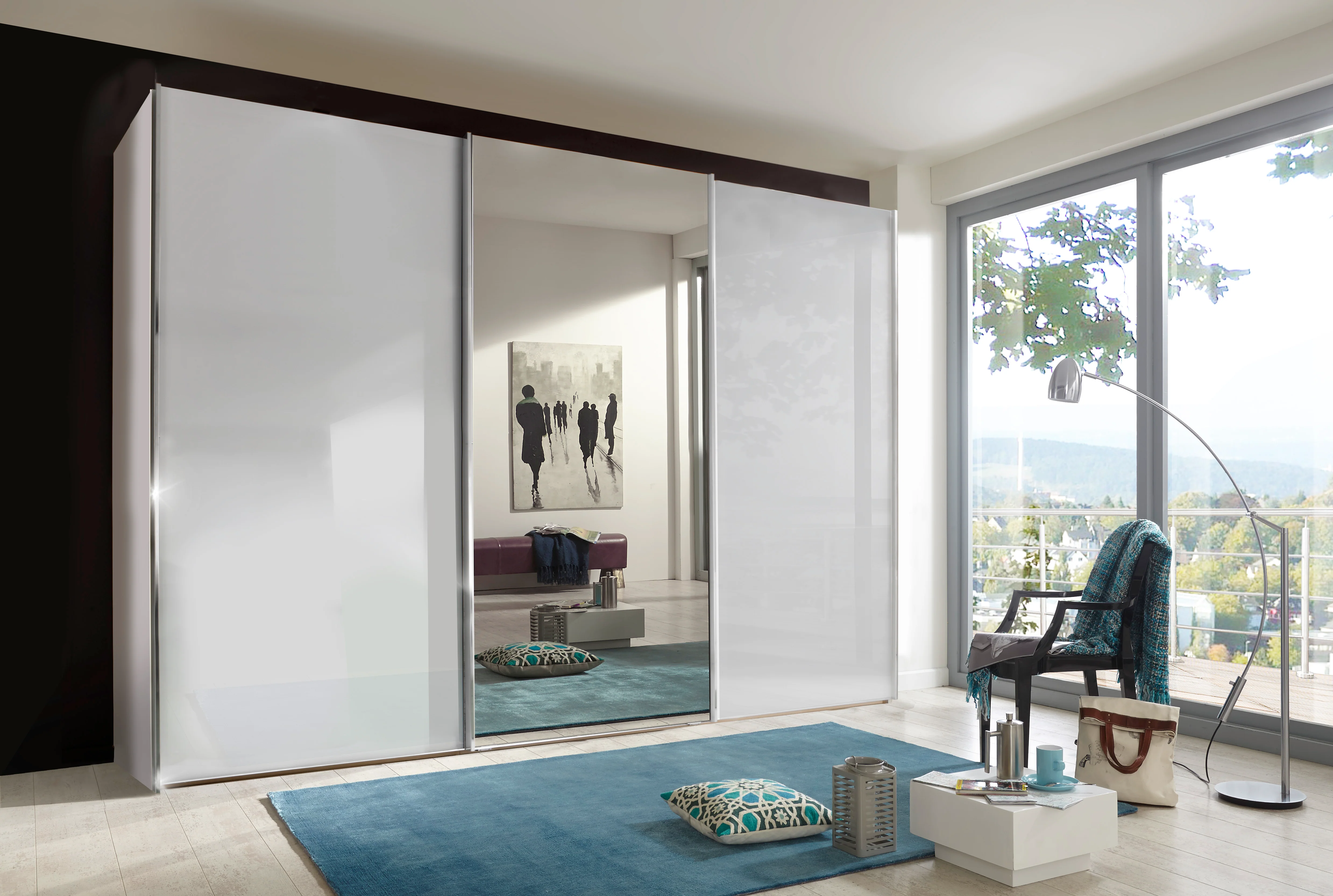 Miami Plus Wiemann 2 Door Sliding Wardrobe With Glass Door & Mirrored Door 150cm - Image 6