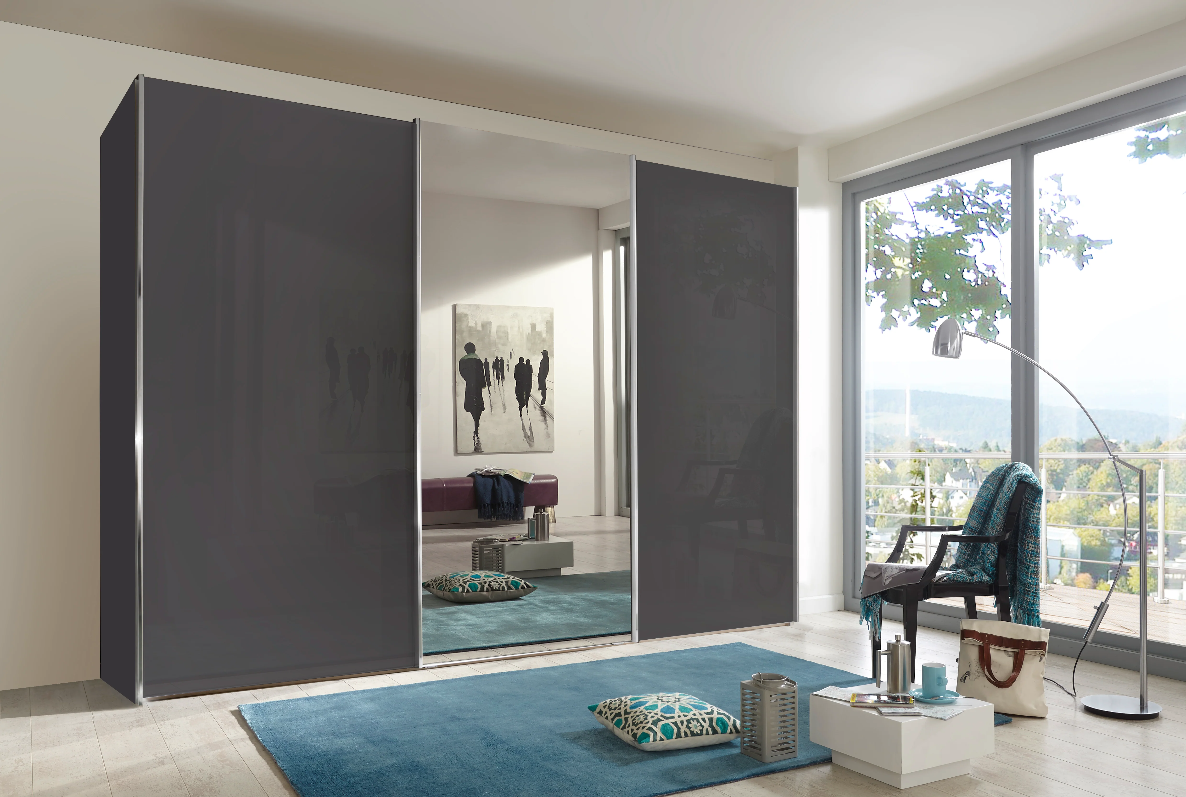 Miami Plus Wiemann 2 Door Sliding Wardrobe With Glass Door & Mirrored Door 200cm - Image 5