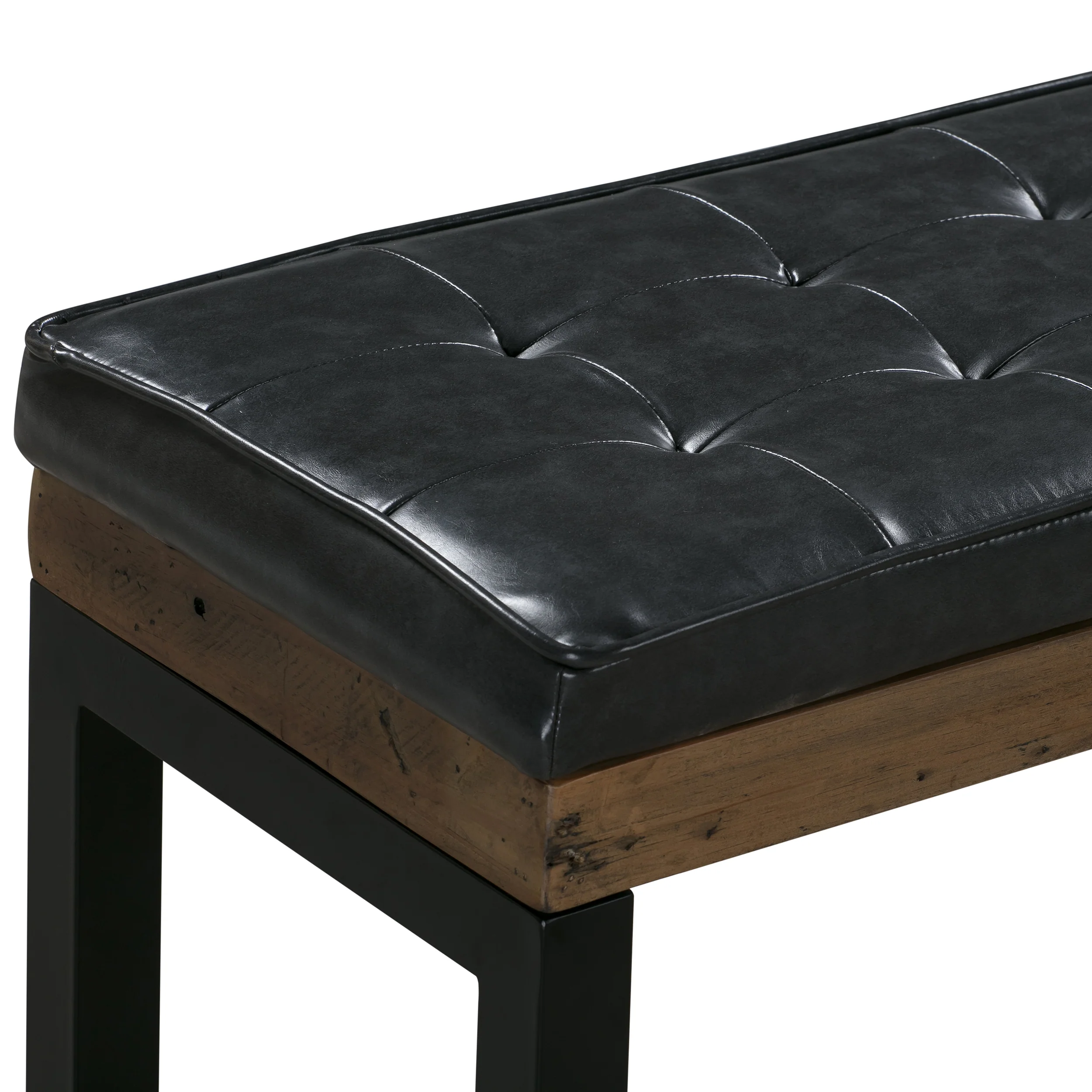 Nixon Faux Leather Small Bench Cushion | Vintage Black - Image 4