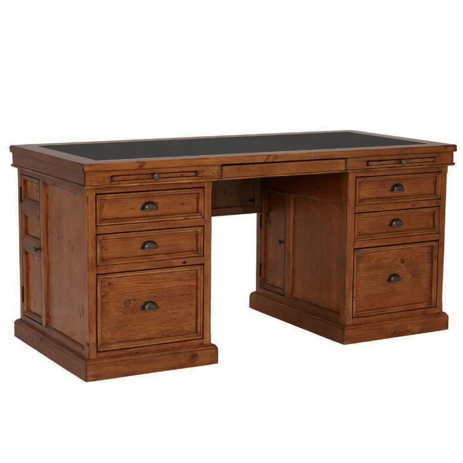 Oxford Antique Pine Large Double Pedestal Desk - Image 3
