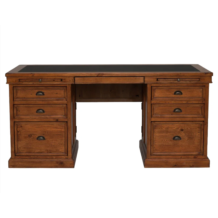 Oxford Antique Pine Large Double Pedestal Desk - Image 4