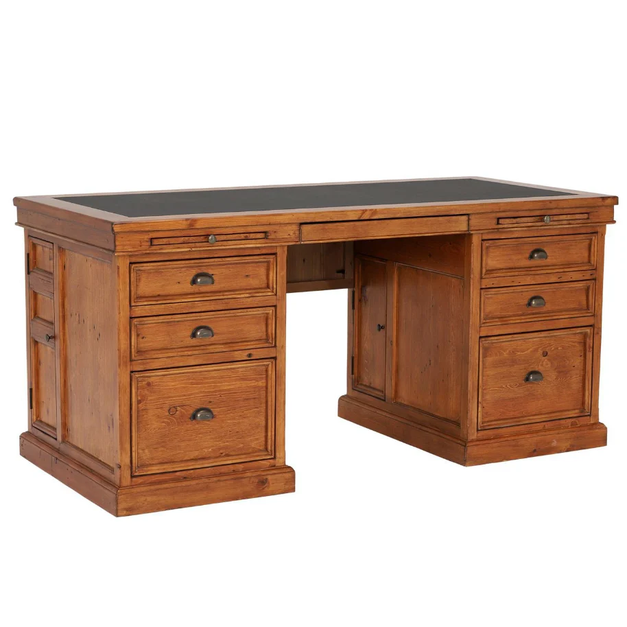 Oxford Light Pine Large Double Pedestal Desk - Image 3