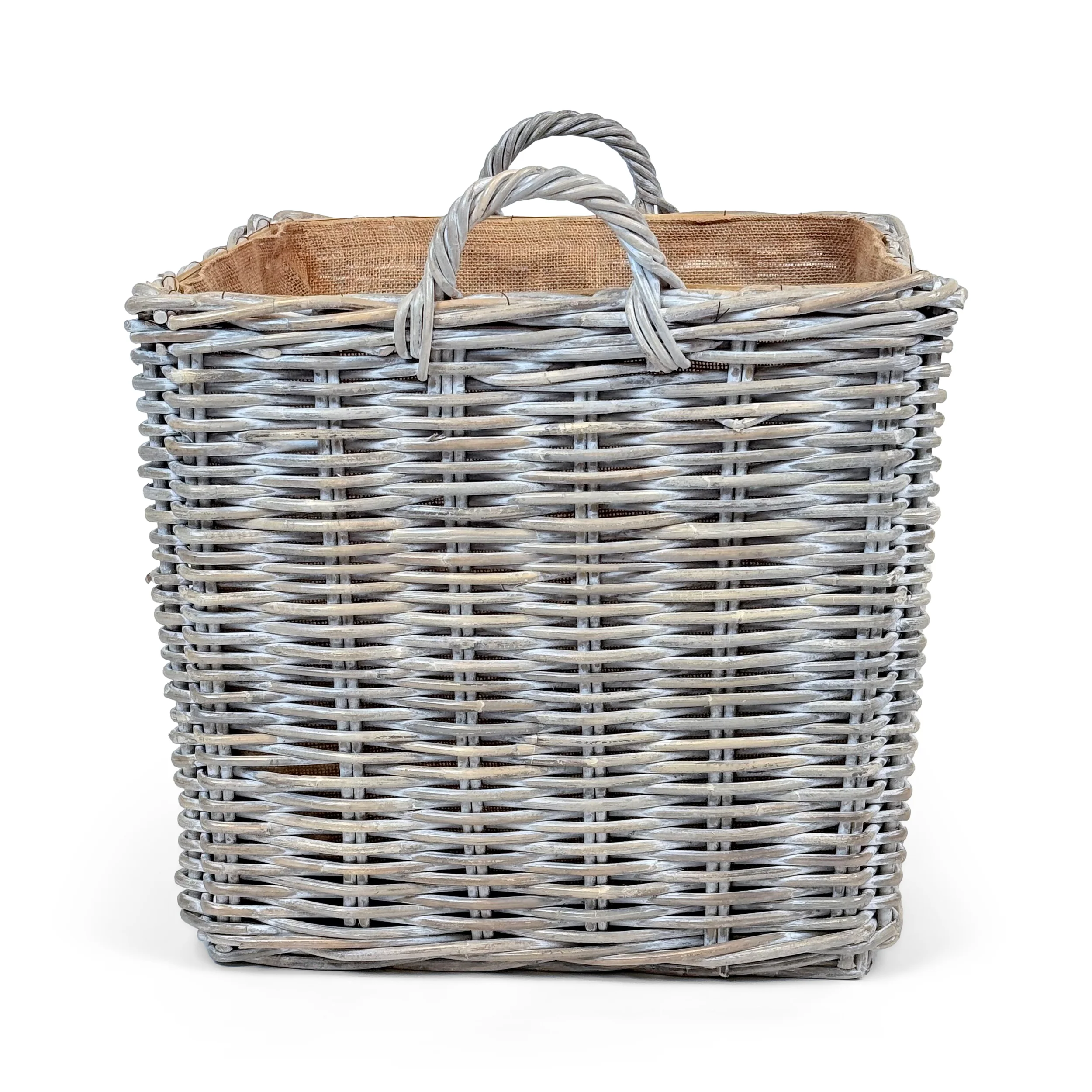 Whitewash Rattan Square Wicker Storage Basket | Medium - Image 2