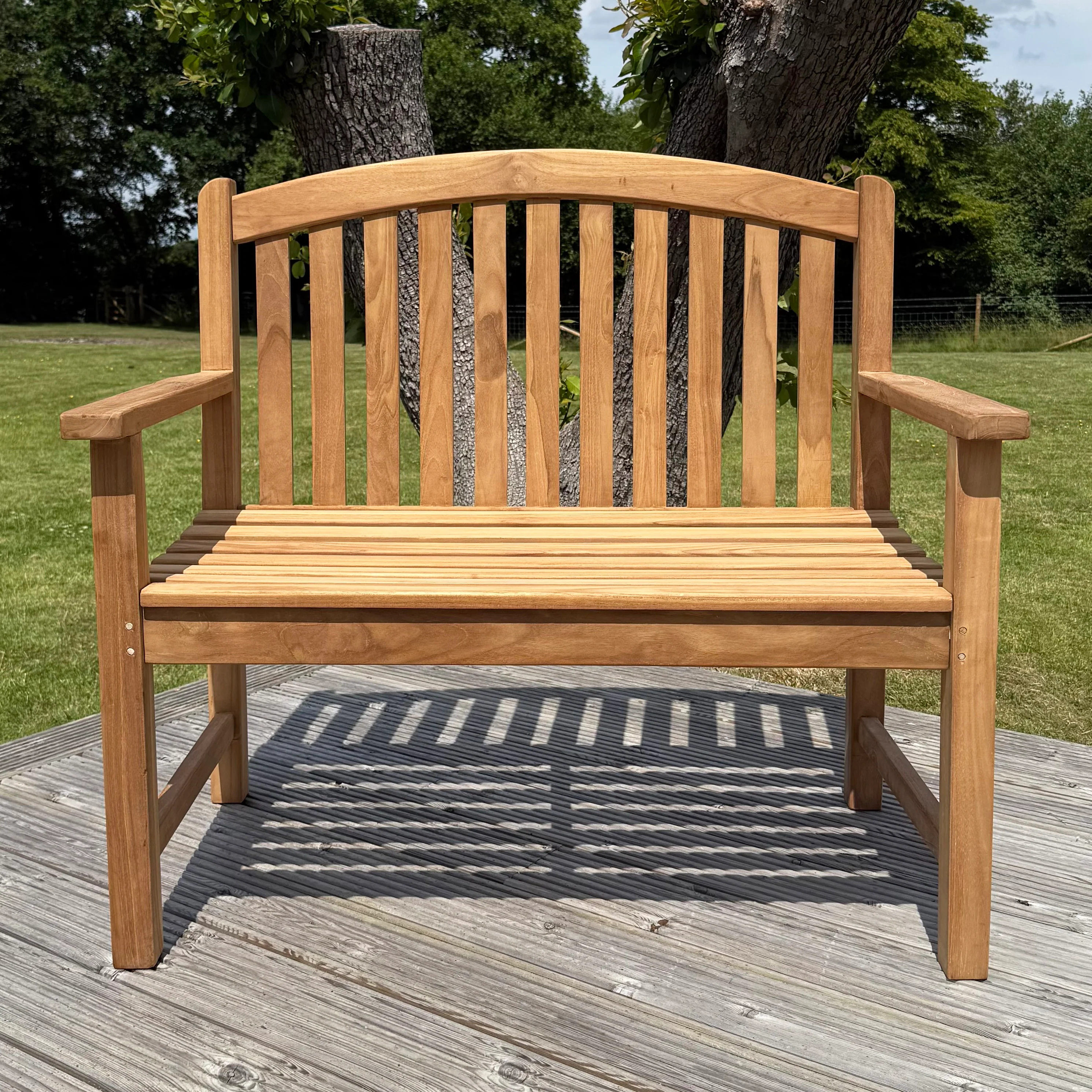 Windsor Teak Bow Back Garden Bench With Cushion - Image 4